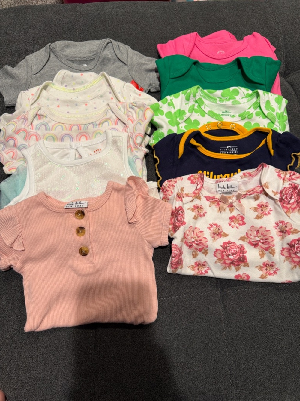 Baby Girls Mixed Onesie Bundle with 1 Sleeveless Shirt-Set of 10